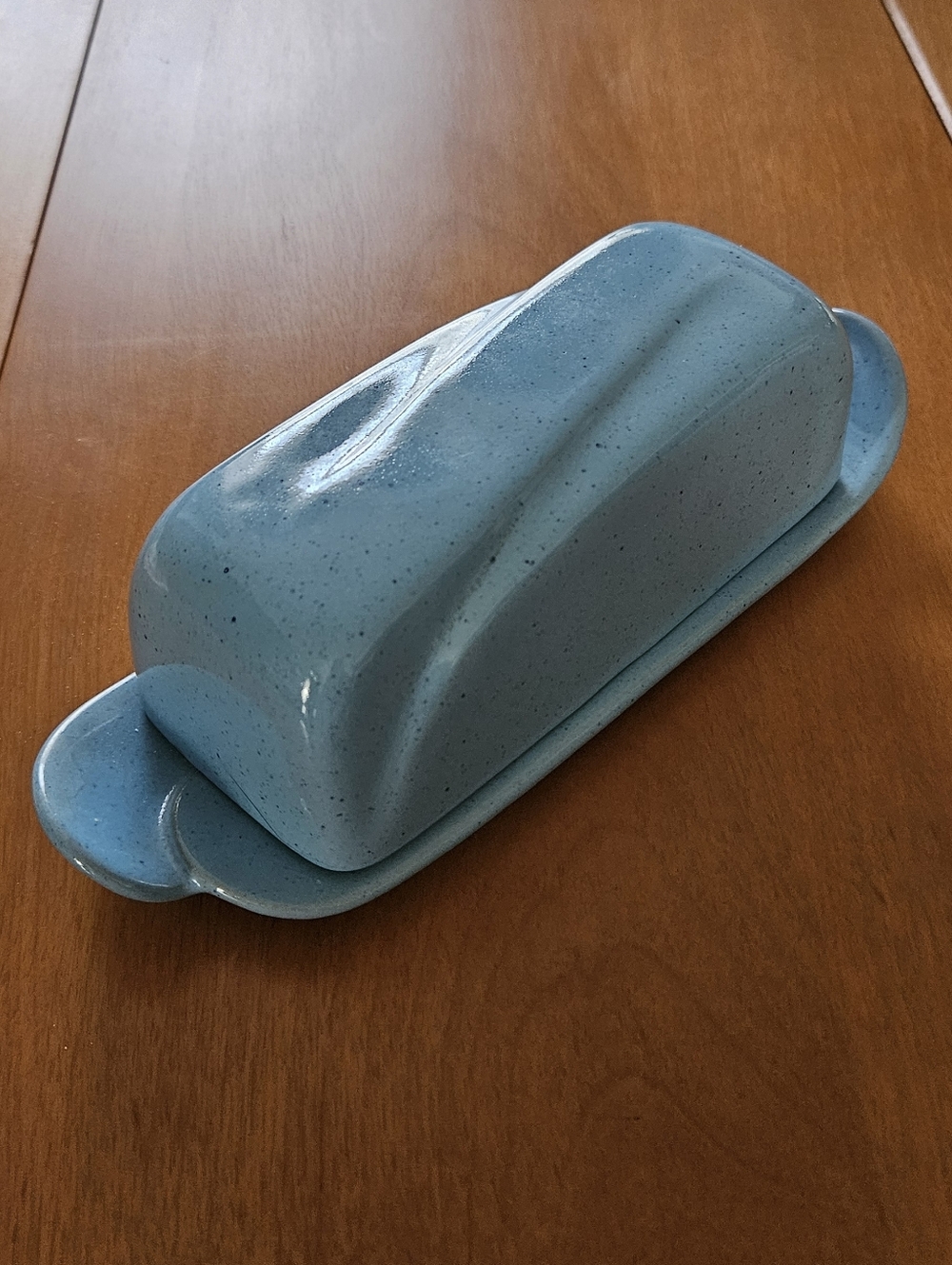 EUC Vintage Frankoma Pottery 4T Westwind Butter Dish - Robin Egg Blue MCM